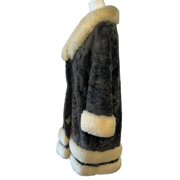 Vintage 60s/70s Mod Brown Fur Sears Fashions Lined Button Front Coat Size Medium - Picture 6 of 10